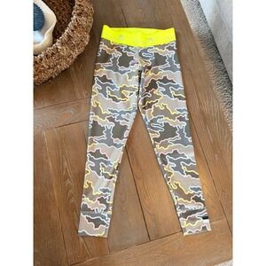 Adidas Stellasport Camo Leggings Womens Multi-Color Neon Yellow Size S